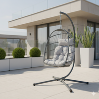 Patio Jardin Siège Unique Oeuf Chaise Extérieure Rotin Balançoire Chaise Suspendue Avec Support Oeuf Chaise