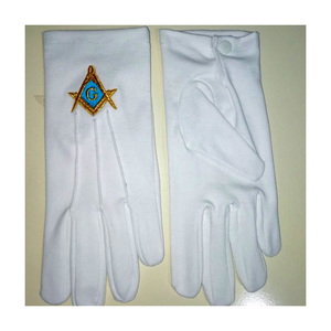 Etiqueta privada Caballeros Templarios Regalia Guantes Diseños personalizados Bordado a máquina Guantes masónicos de cuero - Product Image 4