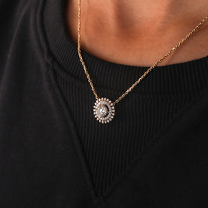 จี้เพชรตัดกลมทำจากทองคำ10KT มินิมอลหรูหราจี้แฟชั่นทรงเสน่ห์สไตล์คลาสสิกอินเทรนด์ใหม่ - Product Image 2