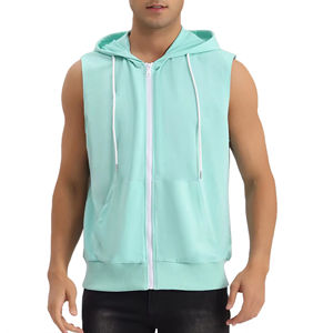Top quality men plain cotton fleece zip up sleeveless <b>hoodies</b> workout gym wear <b>bodybuilding</b> gym zipper <b>hoodies</b> - Product Image 1