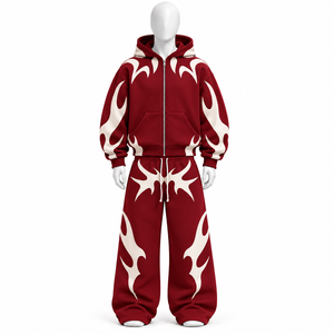 AMSEC INDUSTRY Customized Rhinestones Tracksuit Set Full <b>Zip</b> <b>Hoodie</b> Side <b>Pockets</b> Loose Fit Casual Autumn Style For Sale - Product Image 4