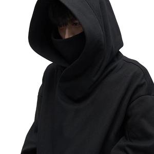 Logo personnalisé Broderie Double Capuche Ninja Double Couche Pull Plus Size Heavyweight Full Zip Up Balaclava Hoodies Hommes - Product Image 4