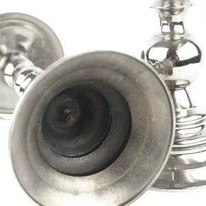 Bougeoir élégant en aluminium argenté, ensemble de décoration pour la maison, centre de table de mariage, chandelier moderne en métal poli, table à manger - Product Image 4