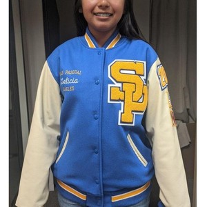 เสื้อแจ็กเก็ตทีมเบสบอลสำหรับผู้ชายเสื้อแจ็กเก็ตเลตเตอร์แมนดีไซน์ตามสั่งแผ่นปะติดผ้ากำมะหยี่ระบายอากาศ - Product Image 3