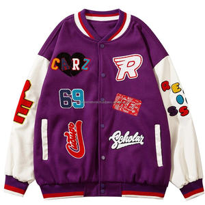 Nouvelle veste universitaire tendance à la vente chaude, broderie en chenille personnalisée, couleurs vibrantes, corps en laine, manches en cuir, design tendance, écologique - Product Image 1