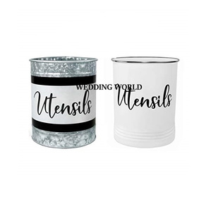 Set of Two Galvanized <b>Utensil</b> Holder Customized Color Designer <b>Utensil</b> Caddy Top Selling Fancy <b>Utensil</b> Holder - Product Image 1