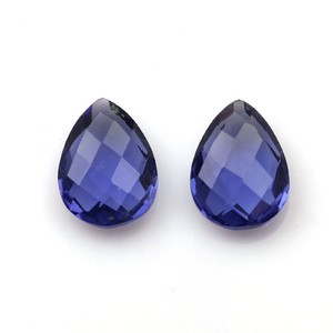 Vente en gros de pierres précieuses naturelles en forme de poire à facettes en quartz hydro iolite bleu poli de 12x16mm pour la fabrication de bijoux - Product Image 5