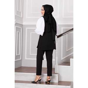 Hijab Gilet Ensemble 2 Pièces Noir - Product Image 3
