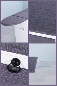 Planche à repasser pliante/armoire à repasser – Cadre blanc, tissu à motifs anthracite - Product Image 6