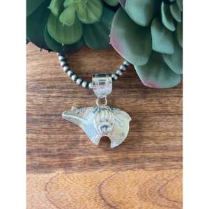 Collier pendentif animal en argent sterling Alonzo Mariano, ethnique, tendance, classique, religieux, avec accent de diamant et de perle, cadeau d'anniversaire - Product Image 1