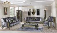 Ensemble de canapés de style baroque traditionnel, fabriqué à la main, en bois massif, sculpté, doré et poli, 8 places, salon, style européen, canapé Maharaja