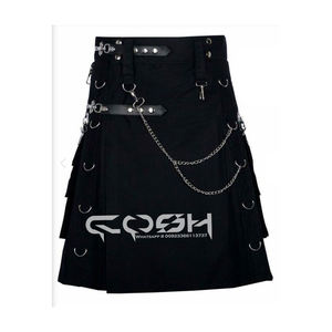 Kilt en coton personnalisé de haute qualité avec chaînes métalliques, mode alternative audacieuse, marque privée - Product Image 4