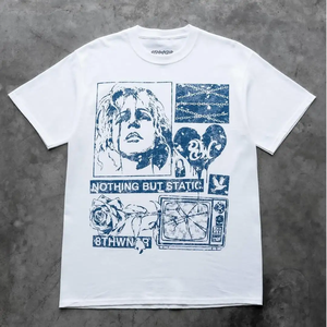 Camiseta Urbana con Estampado Personalizado, Camiseta Holgada con Estampado Gráfico DTG para Hombre, Camiseta con Piedras Preciosas y Diamantes de Imitación - Product Image 1