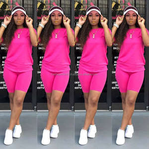 Summer Outfits Women <b>t</b> <b>Shirt</b> and Short Sets Summer 2 Two Piece Short Set Women Blank Biker Shorts Sets Custom Shorts for Women - Product Image 3