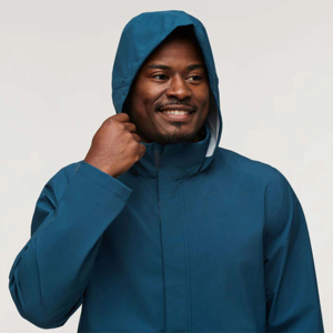 Chaqueta cortavientos ligera impermeable y transpirable para hombre con capucha compatible con resorte - Product Image 5