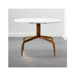 Mesa auxiliar redonda de Metal de alta calidad moderna con tapa de Metal y cristal decorativa dormitorio restaurante decoración uso Mesa Central - Product Image 2