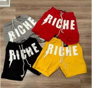 Shorts pour hommes Trendy Loose Fit Distressed Embroidery Beach Pants Outer Wear Letters Print Casual Brand Sweatpants Shorts for Men - Product Image 1