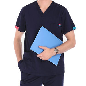 Ensembles de gommage uniformes unisexes médicaux d'été en spandex de haute qualité avec logo personnalisé hauts et pantalons uniformes hospitaliers - Product Image 2