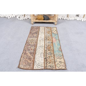 Tapis Vintage en Laine de 150cm X 280cm, Style Patchwork, Tapis en Peluche Marron Beige, Support en Latex de 10mm, Ensembles de Tapis Rectangle pour Adolescents - Product Image 1