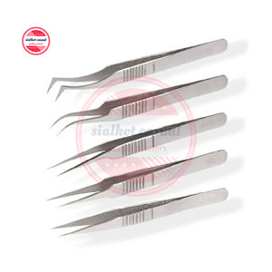 Pince à cils en acier inoxydable de qualité supérieure | Extension de cils de Salon 45 75 90 degrés pince à épiler Logo personnalisé - Product Image 1