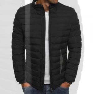 Men 's Autumn Winter Coat Solid Puffer <b>Jacket</b> Stand Collar Zipper Closure Pockets Casual Puffer Warm <b>Jacket</b> - Product Image 3