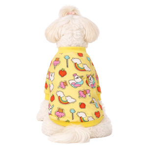 Yellow Cartoon Print Dog Sweatshirt Fun Graphic Pullover Soft Cozy Pet Clothing for Small Dogs Indoor Outdoor - Product Image 2