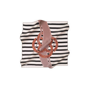 Black and White Striped Cotton Handkerchief Scarf - Product Image 1
