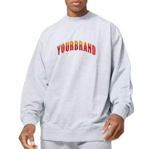 Sudadera de gran tamaño para hombre, 100% algodón, Polar, sudaderas para hombre, cuello redondo, logotipo personalizado, sudaderas básicas - Product Image 1