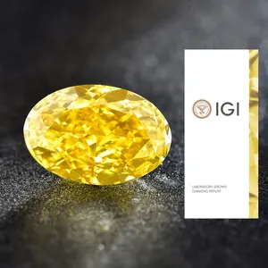 HPHT Oval Modified Brilliant 3.03ct 3.04ct Matched Jewelry IGI Certificated Fancy Vivid Yellow Lab Grown Diamonds