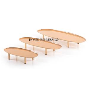 Round Shape Set of 3 Heavy Duty Metal Made High Graded Gold Plated Hammered Texture Food and Other Items Metal Serving <b>Tray</b> - Product Image 4