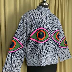 Boho Chic <b>White</b> Cotton Suzani <b>Jacket</b> Hand Embroidered Retro Free Size Winter Coat with Geometric Design Warm Open Front Robe - Product Image 4