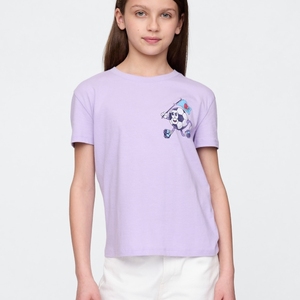 Camiseta de manga corta para niñas, estampado gráfico de amor, informal, cuello redondo, suave y cómoda - Product Image 5