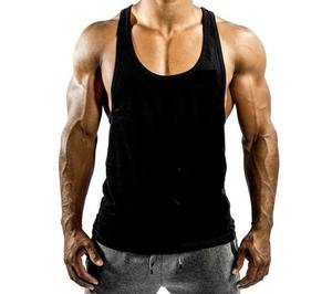 Camiseta Deportiva de Tirantes para Hombre, Tejida, Informal, de Poliéster/Algodón, para Gimnasio, Lavada, Transpirable, de Secado Rápido, en Oferta - Product Image 1