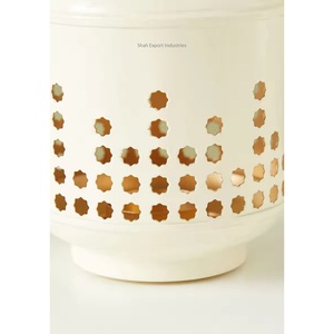 Wholesaler Iron Metal Candle <b>Lantern</b> White Finished Cutout Design for Home Event Party Lighting Decor Hanging <b>Lantern</b> - Product Image 4