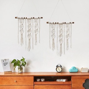 Tapiz de Macramé Bohemio de Algodón para Colgar en la Pared, Diseño Floral, Color Natural, Forma Geométrica, Decoración para Bodas y Sala de Estar, Lavable - Product Image 3