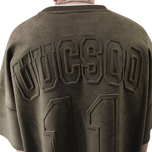 เสื้อยืดพิมพ์ลายนูนสำหรับผู้ชายเสื้อยืดกราฟิกทรงโอเวอร์ไซส์ผ้าคอตตอนพิมพ์ลายนูนสะพายไหล่แบบ3D ตามสั่ง - Product Image 5