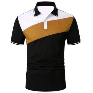 Camiseta Deportiva de Moda para Hombre, Primavera-Verano, Algodón, Estilo Patchwork, Cuello con Botones, Manga Corta, Informal - Product Image 3