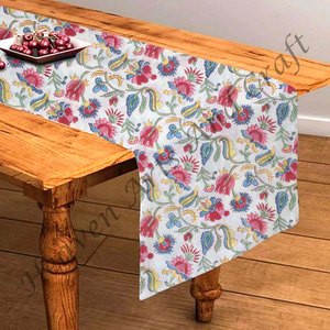 Vente en gros pur coton main bloc impression chemin de table du fabricant indien pour les événements de mariage décor à la maison usage extérieur - Product Image 6