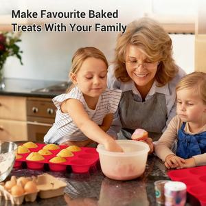 LFGB Platinum Non-Stick BPA Free Disposable Eco-Friendly Regular Silicone Brownie Cupcake Pan Muffin <b>Tin</b> <b>Cake</b> Baking Mold Oven - Product Image 6