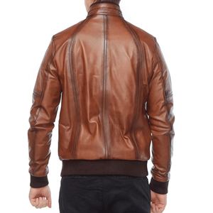 2025 veste en cuir véritable de haute qualité pour homme Logo personnalisé imprimé OEM mode vêtements d'hiver avec veste en cuir véritable - Product Image 2