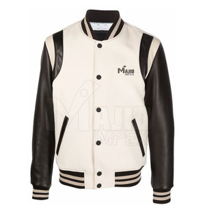 Chaqueta de Cuero Personalizada para Hombre, Estilo Letterman, Invernal, Antibacteriana, Transpirable, Cuello Alto, Tejido de Lana, para Ropa Urbana - Product Image 1