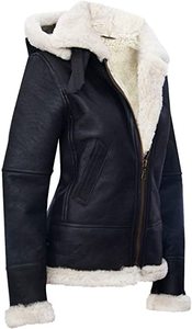 Blouson aviateur B3 en cuir véritable pour femme, avec capuche amovible, style hiver, fourrure Sherpa, veste en cuir décontractée, OEM - Product Image 3