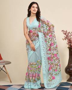 Ontdek De Nieuwste Trend In De Mode Met Sarees Met Cording-Sequentie, Met Verbluffend Geborduurd Werk Op Organza