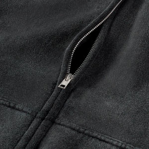 Best 450 GSM Vintage <b>Black</b> Zipper <b>Hoodie</b> Acid Wash Premium Cut and Sew 100% Cotton Customizable Logo Winter Print Pattern - Product Image 5