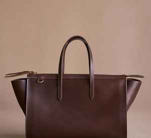 Sac à main fourre-tout vintage en cuir véritable marron foncé pour femme, style mode, avec deux anses, fermeture éclair, résistant à l'eau - Product Image 4