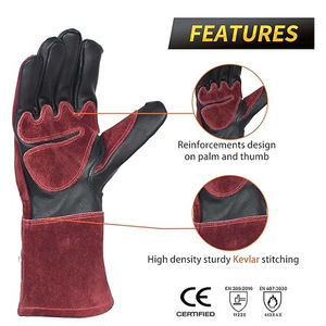 Haute qualité 2025 couleurs unies hommes gants de soudage en cuir meilleure vente en cuir gants de soudage gants de sécurité Service OEM - Product Image 3