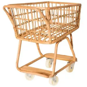 Hochwertiger Fabrik preis Multifunktions-Rattan-Lebensmittel-Einkaufs wagen Rattan-Babys pielzeug Natürliches Rattan-Kinderspiel zeug hergestellt in Vietnam