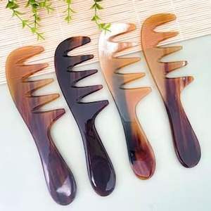 BUFFALO COULEURS CORNE BUFFALO VENTE EN GROS Peignes en corne antistatique naturels pour les cadeaux de vacances par l'artisanat en croissant - Product Image 6