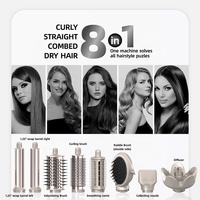 8 EN 1 Ensemble de brosses pour sèche-cheveux multi-styler avec poignée pliante Boucleur automatique Séchoir à air chaud à grande vitesse