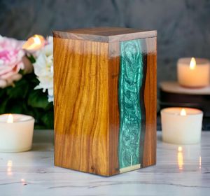 Handcrafted Wooden <b>Rectangle</b> Eco-Friendly Urn | Modern Design | Luxury Finish | Wholesale Bulk Price - Product Image 2